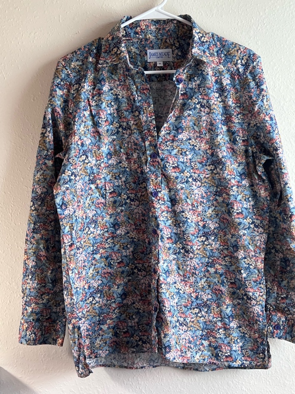 Blue Floral Button-Down Shirt